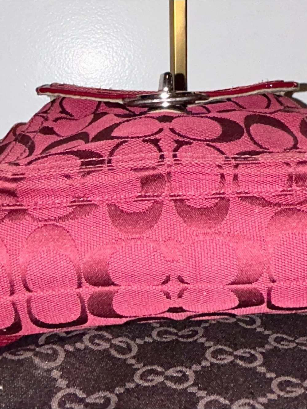 Coach Signature Swingpack Crossbody Bag in Red/Burgundy